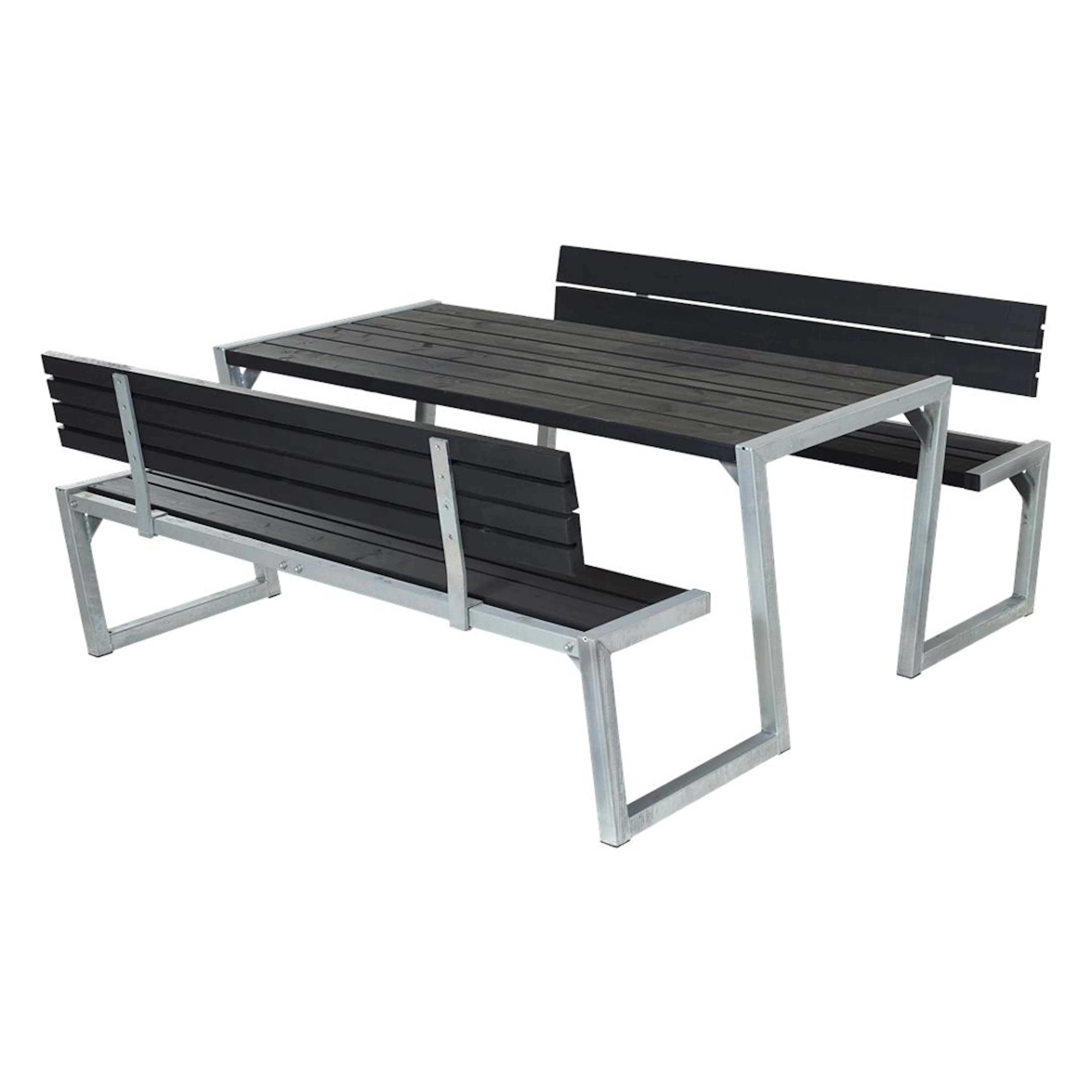 ZIGMA sæt med planker+2 ryglæn BxLxH: 1980x1760x720 mm, Ryggstöd på båda bänkarna