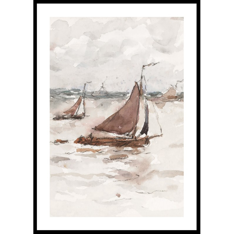 Poster Gallerix Zeilende Vissersschepen Op De Schelde By Carel Nicolaas Storm