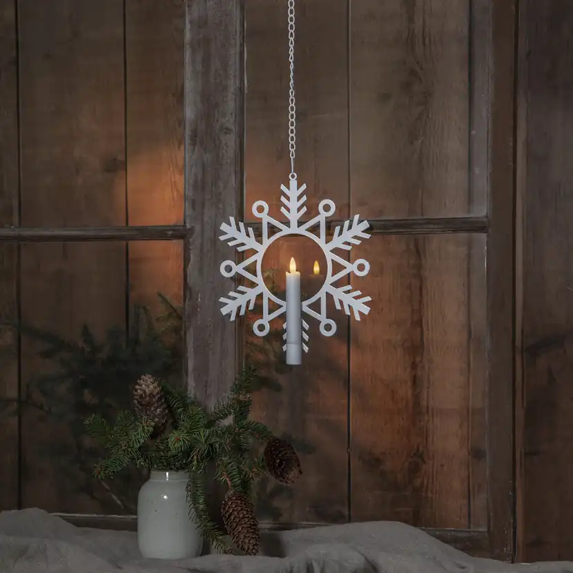 Inomhusdekoration Star Trading Hanging Snowflake med Flamme