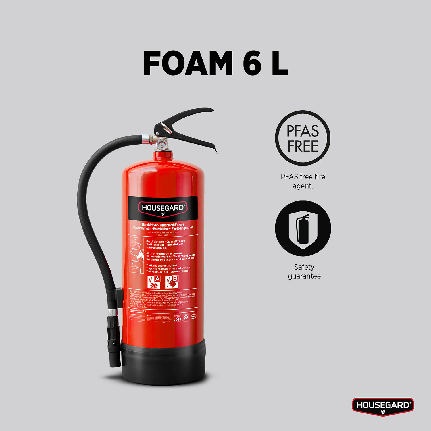 Brandsläckare Housegard Skum 6L PFAS Fri