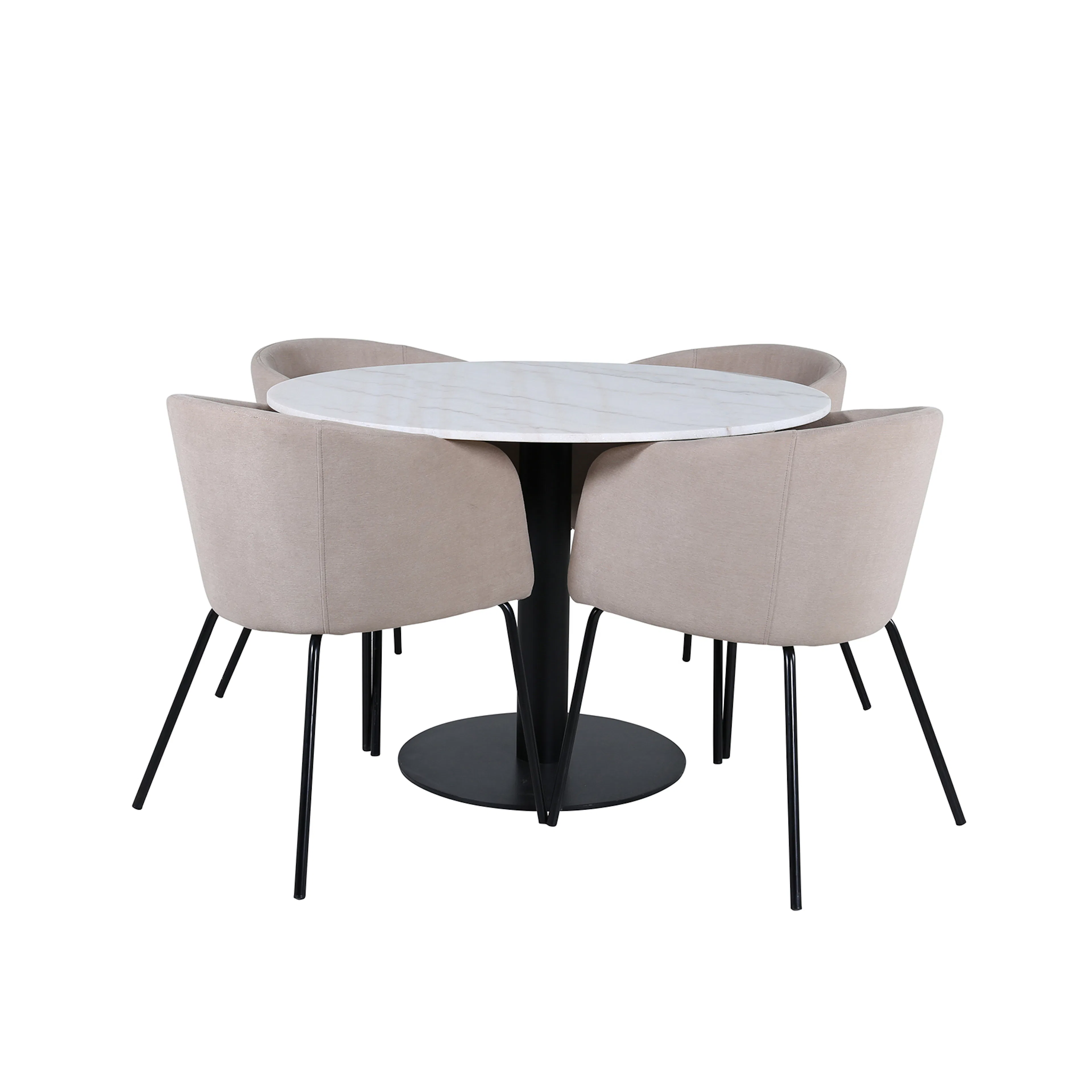 Matgrupp Venture Home Estelle Ø106 cm med 4 Berit Stolar