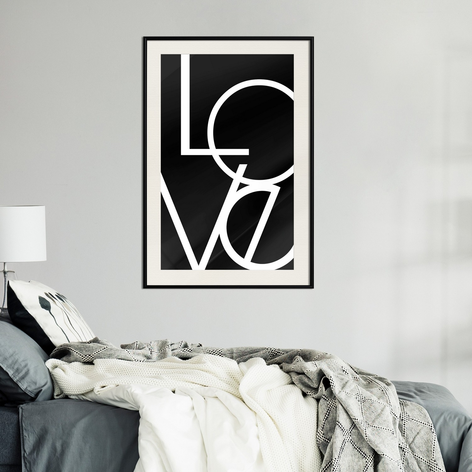 Affisch - Black and White: Love [Poster] 20x30 Svart ram med passepartout, 20x30 cm