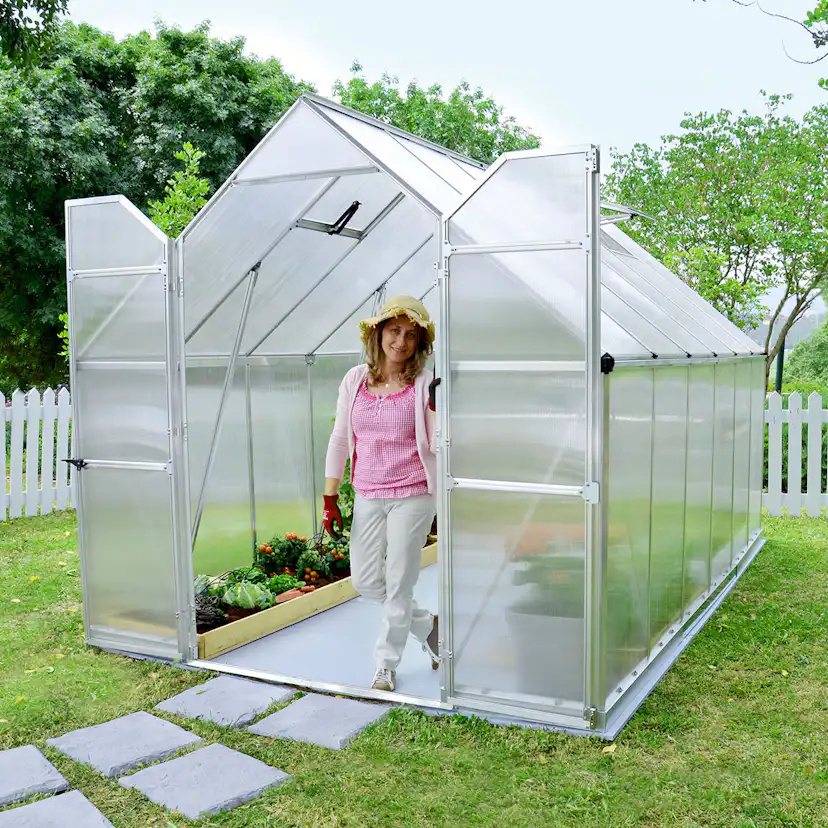 Växthus Canopia by Palram Essence Aluminiumram med UV-Skyddad Polykarbonat & Ventilationsfönster, 9 m²