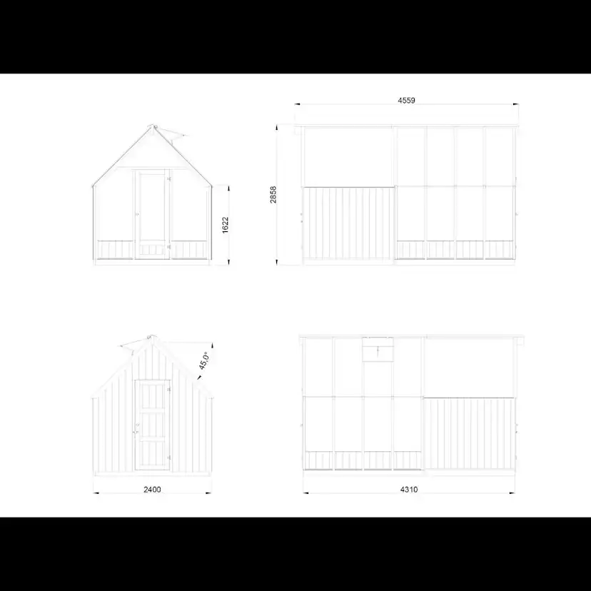 Växthus Palmako Emilia 10,2 m² (inv. 5,4+4,0 m²)