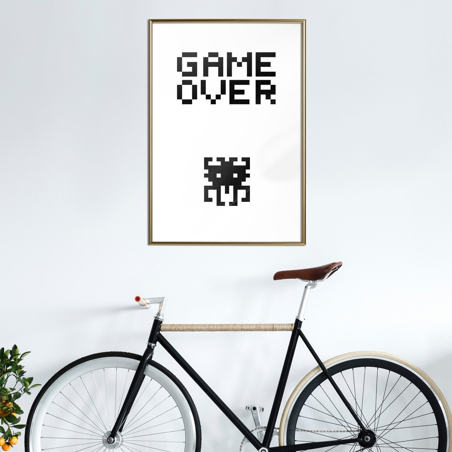Affisch - Game Over [Poster] 40x60 Guld ram, 40x60 cm