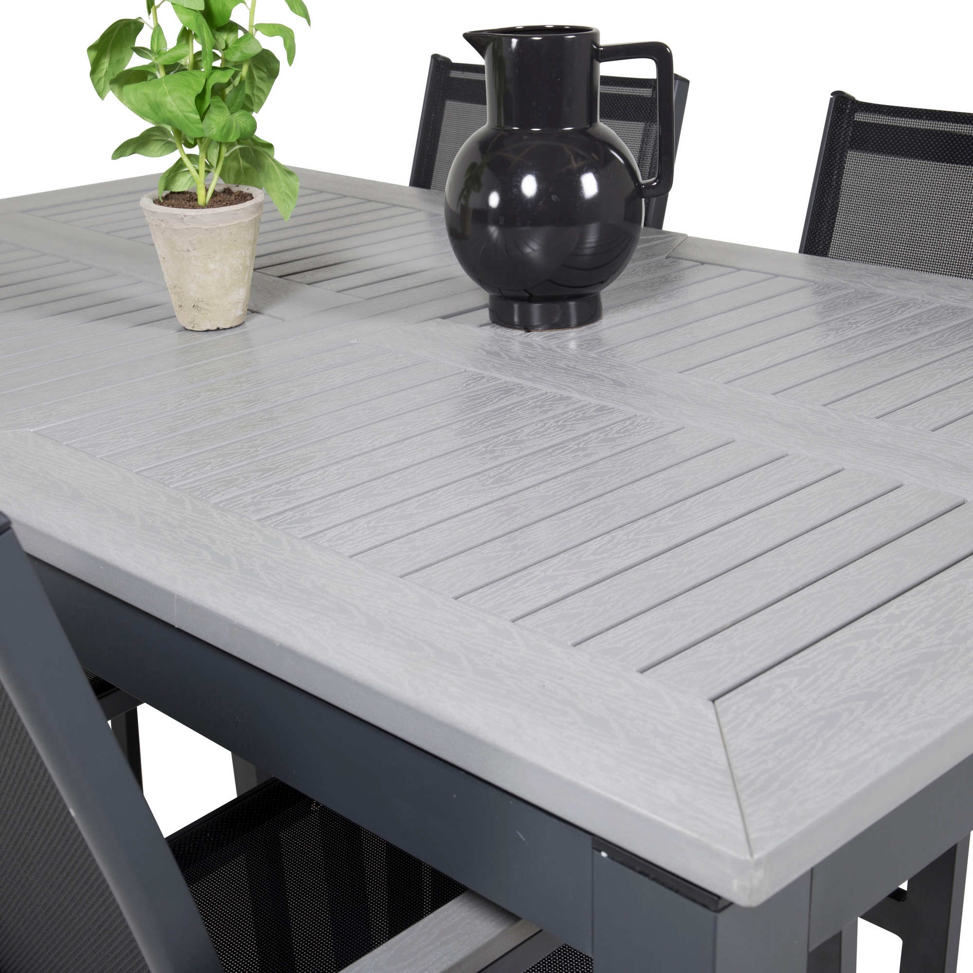 Albany Dining Table 160/240*100 - Svart Alu / Grey Aintwood+ Svart/Grå