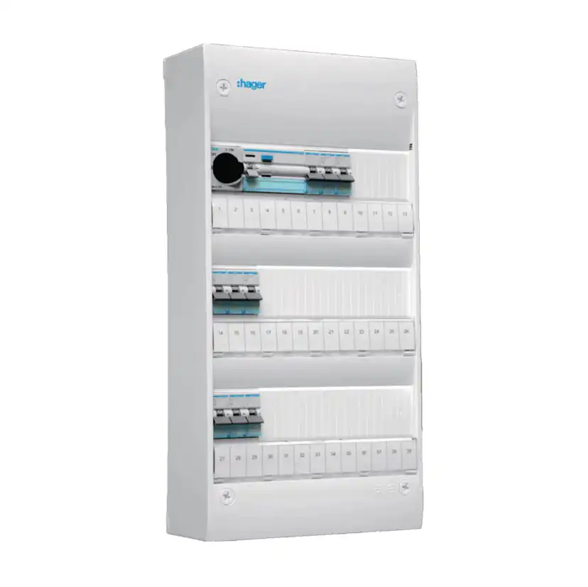 Plastkapsling Hager Gamma Förmonterad Bestyckad med HB, JFB, DVB