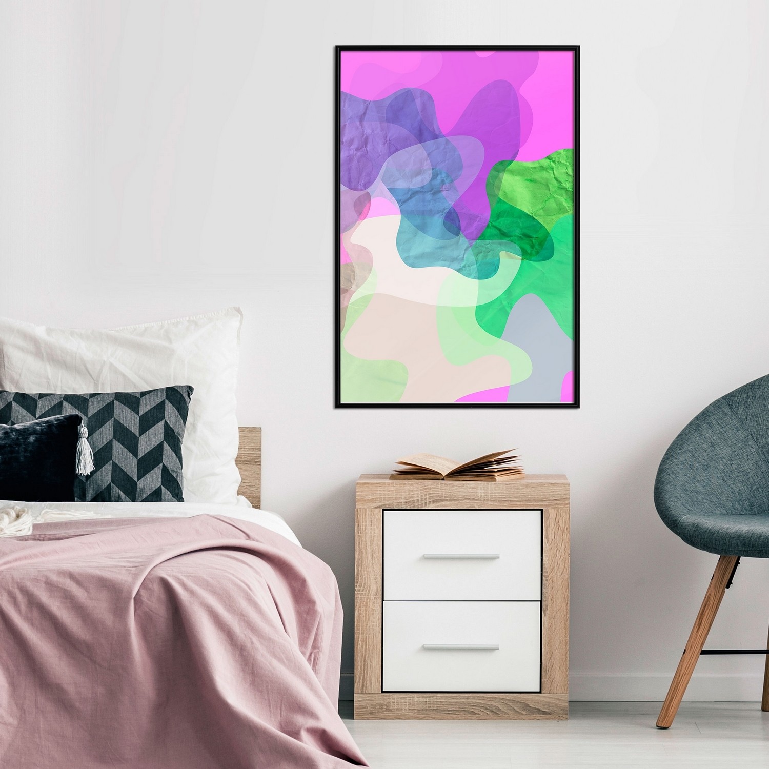 Affisch - Pastel Butterflies [Poster] 30x45 Svart ram, 30x45 cm