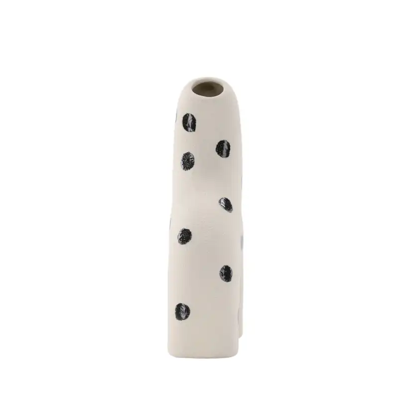Aya Vase - White/Black Dots - 9*4*16Hcm Vit/Svart