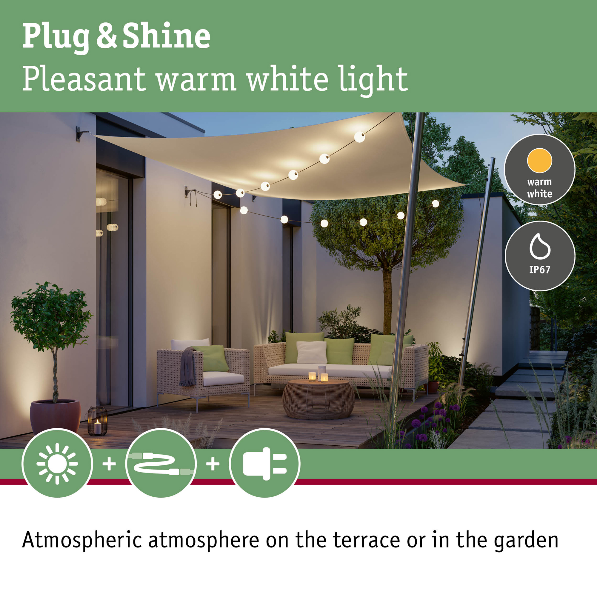 Ljusslinga LED Paulmann Naima Fairy Lights Plug & Shine IP67 24V Tilläggsslinga
