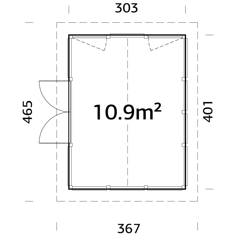 Isabella 10,9 m2 WTDIP Impregnerad transparent