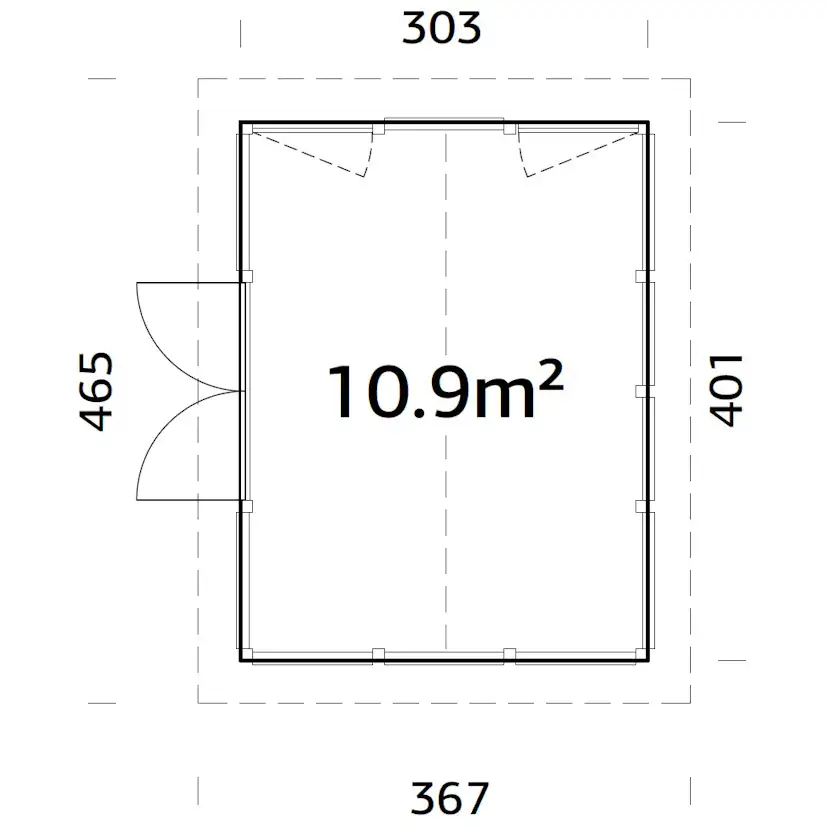 Isabella 10,9 m2 WTDIP Impregnerad transparent