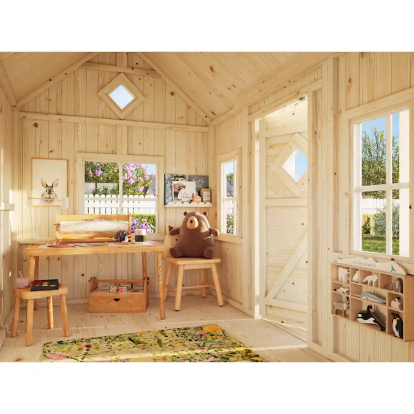 Lekstuga Palmako Jennie 3,7 m² Trästuga med Altan & Sadeltak
