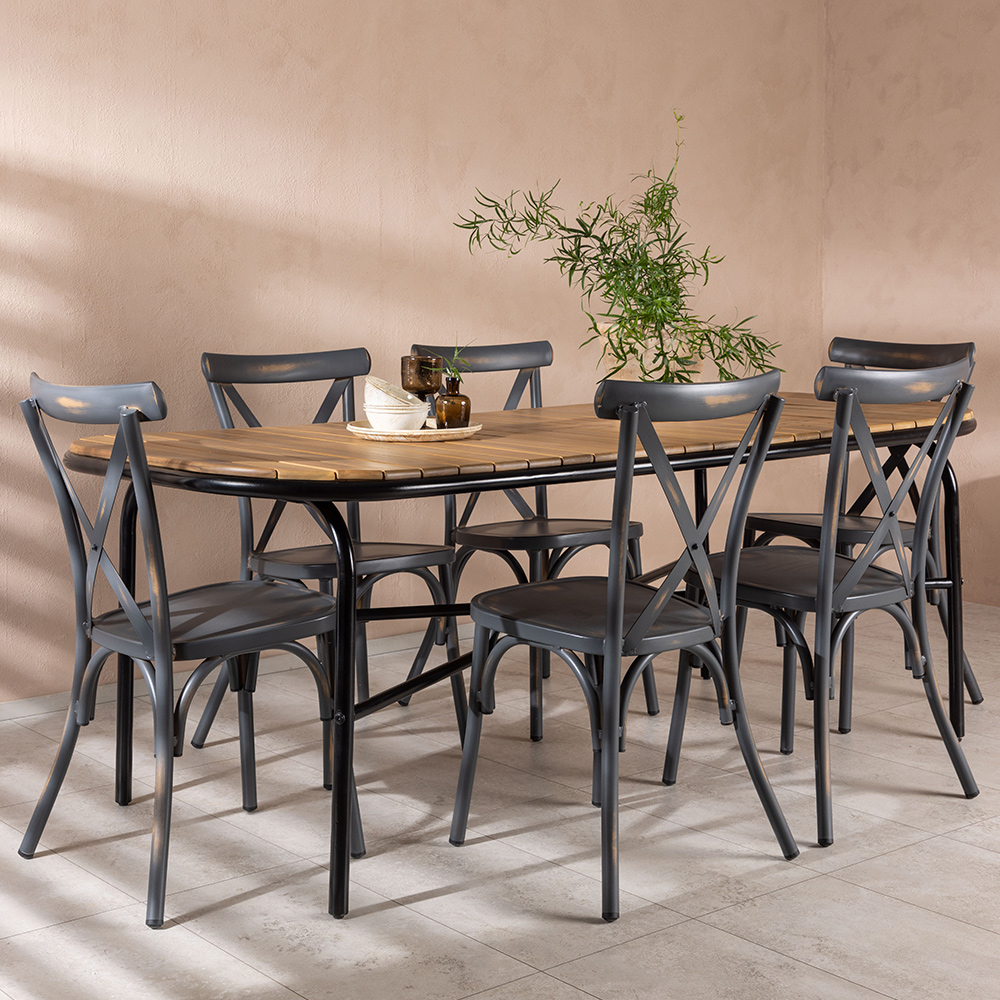 Matgrupp Utomhus Venture Home Holmbeck Bord med 6 Tablas Trädgårdsstolar
