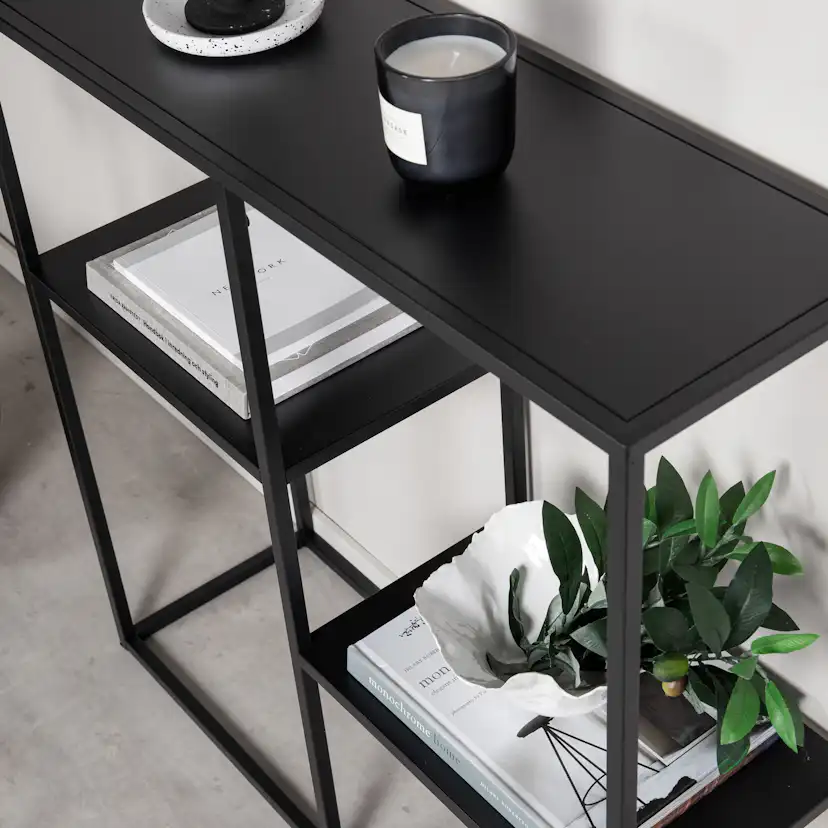 Avlastningsbord Venture Home Svart Staal med Öppet Hyllsystem i Pulverlackerat Stål