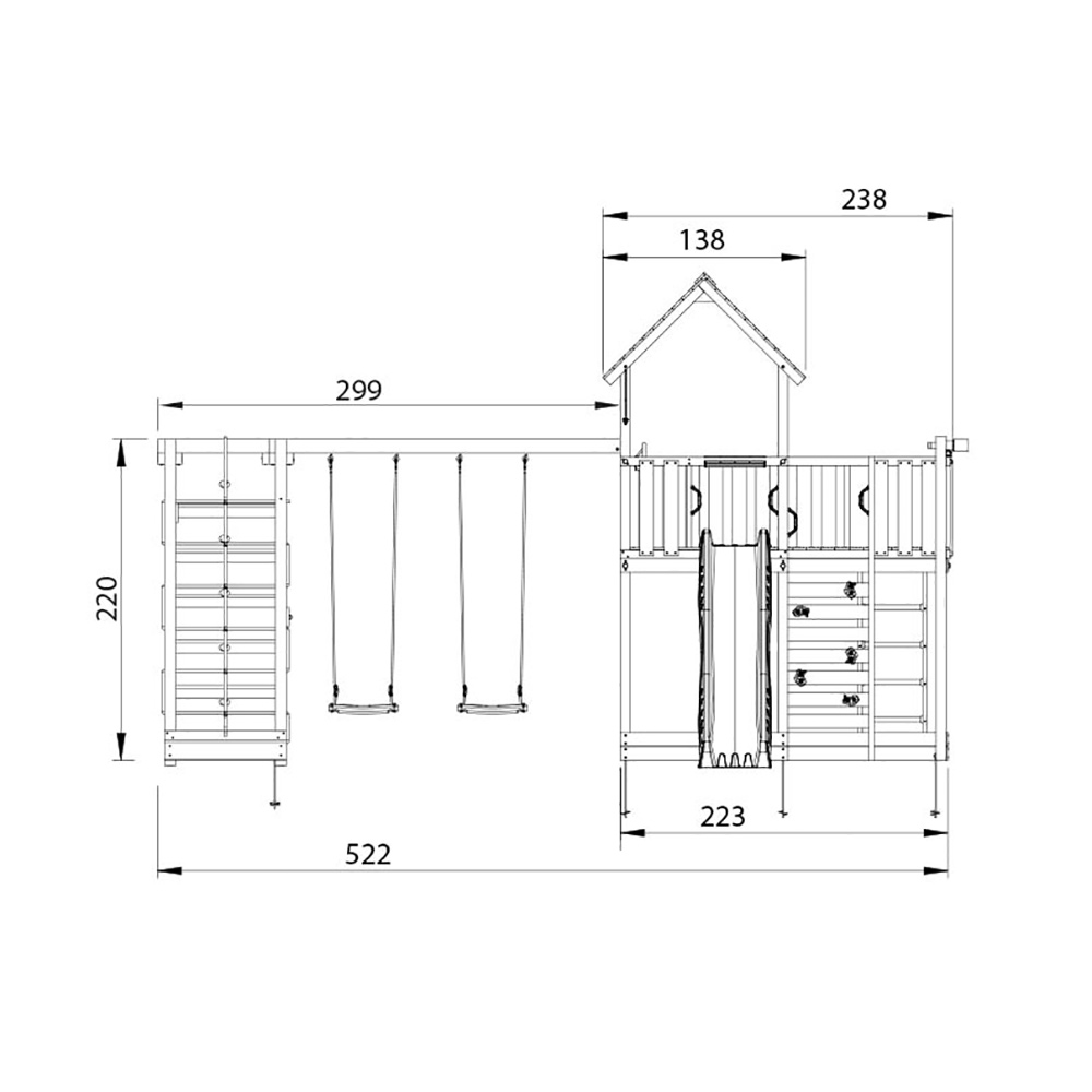 Lektorn Jungle Gym Mansion 2.1 Klättermodul Grön Rutschkana