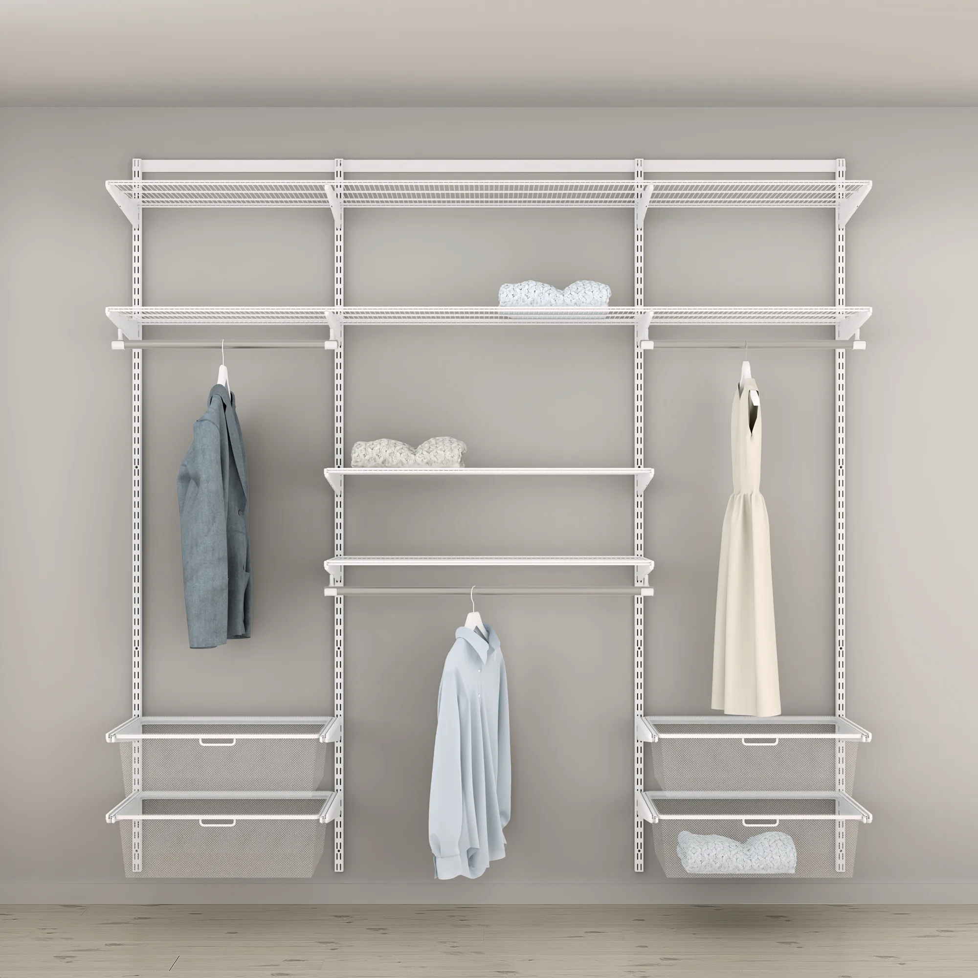 Garderobslösning Elfa Ready Solution Classic 10 216 cm Vit