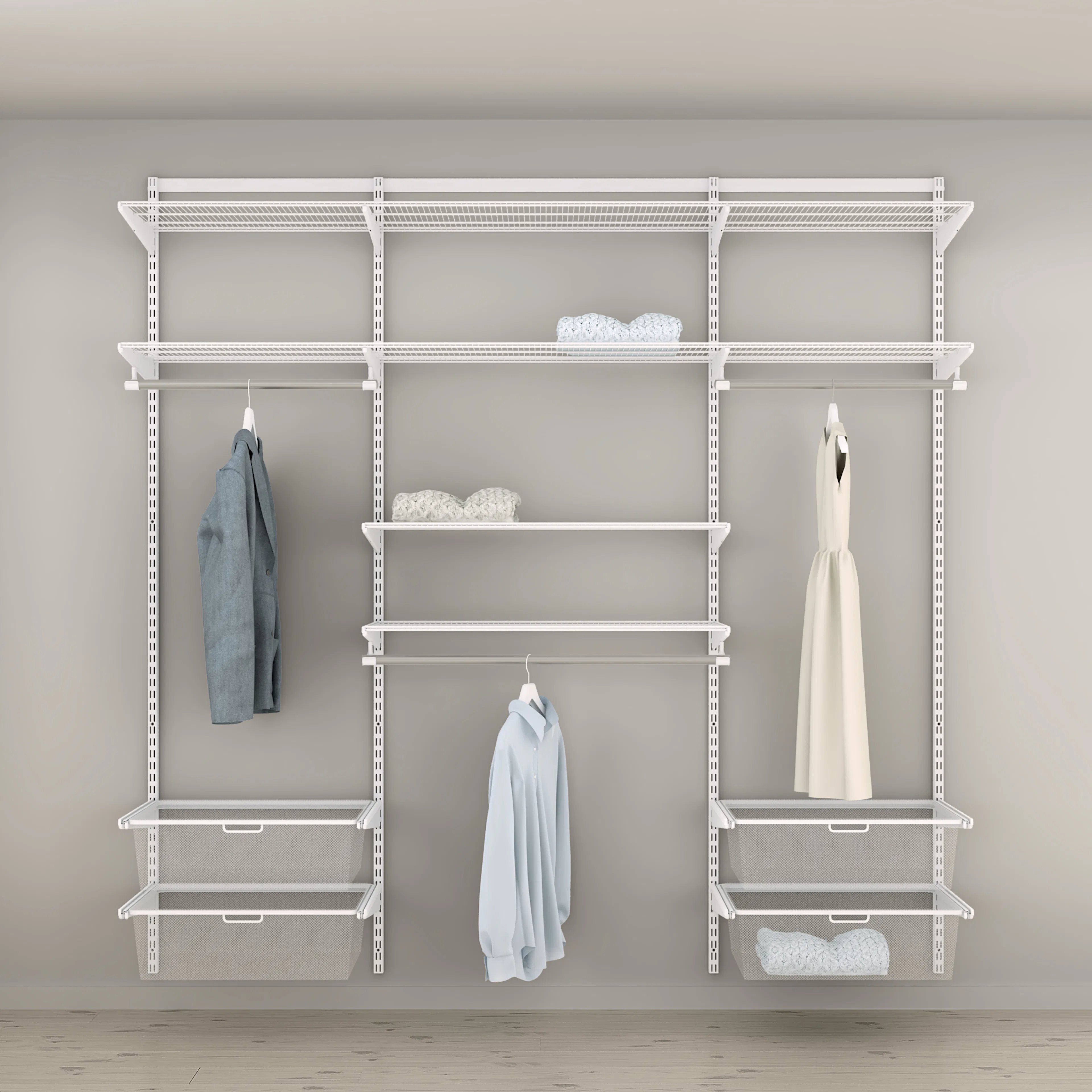 Garderobslösning Elfa Ready Solution Classic 10 216 cm Vit