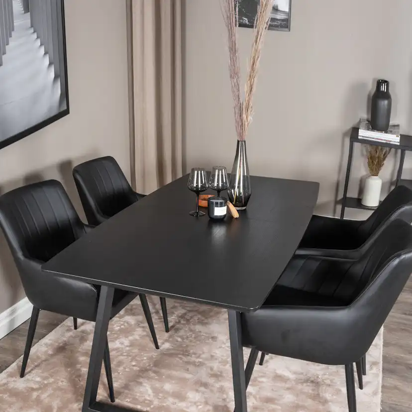 Inca Extentiontable - Black top / black Legs +Comfort - Dini Svart/Svart