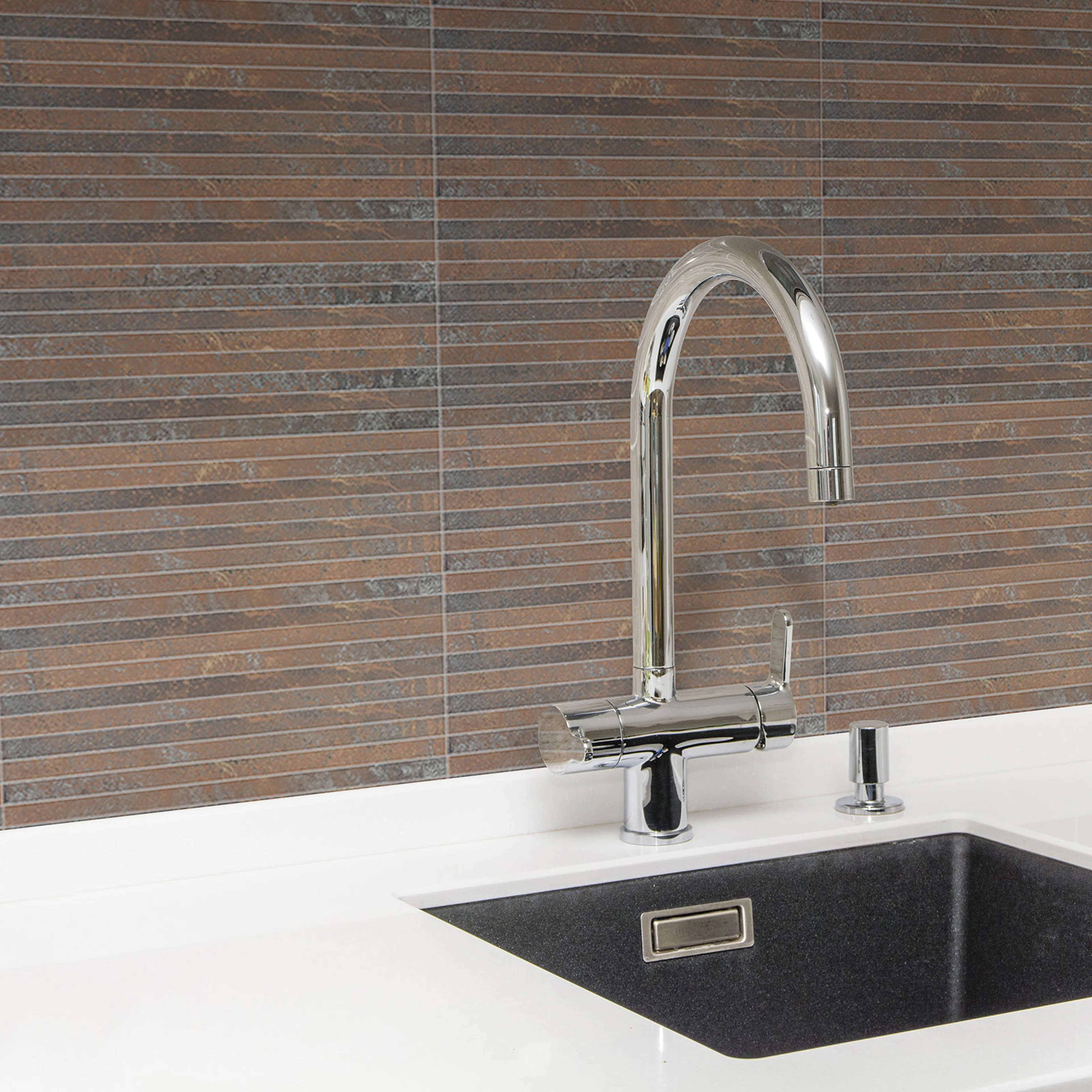 Klinkermosaik Arredo Iron Rust Brun Line 1x30 cm