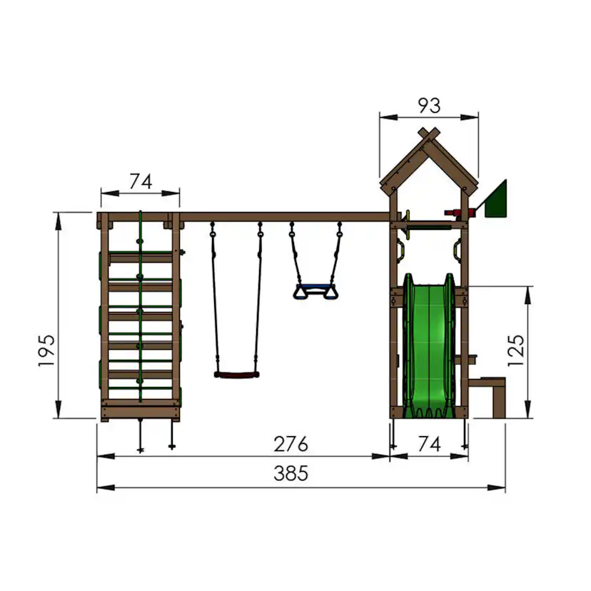 Lektorn Jungle Gym Totem Inkl Klättermodul & Röd Rutschkana