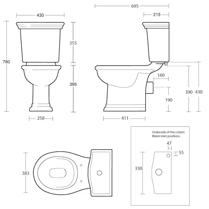 Bergier CC Vit/Krom Sits Ek Trä Mjuk Vit/Krom Sits: Ek Mjukstängande Träsits