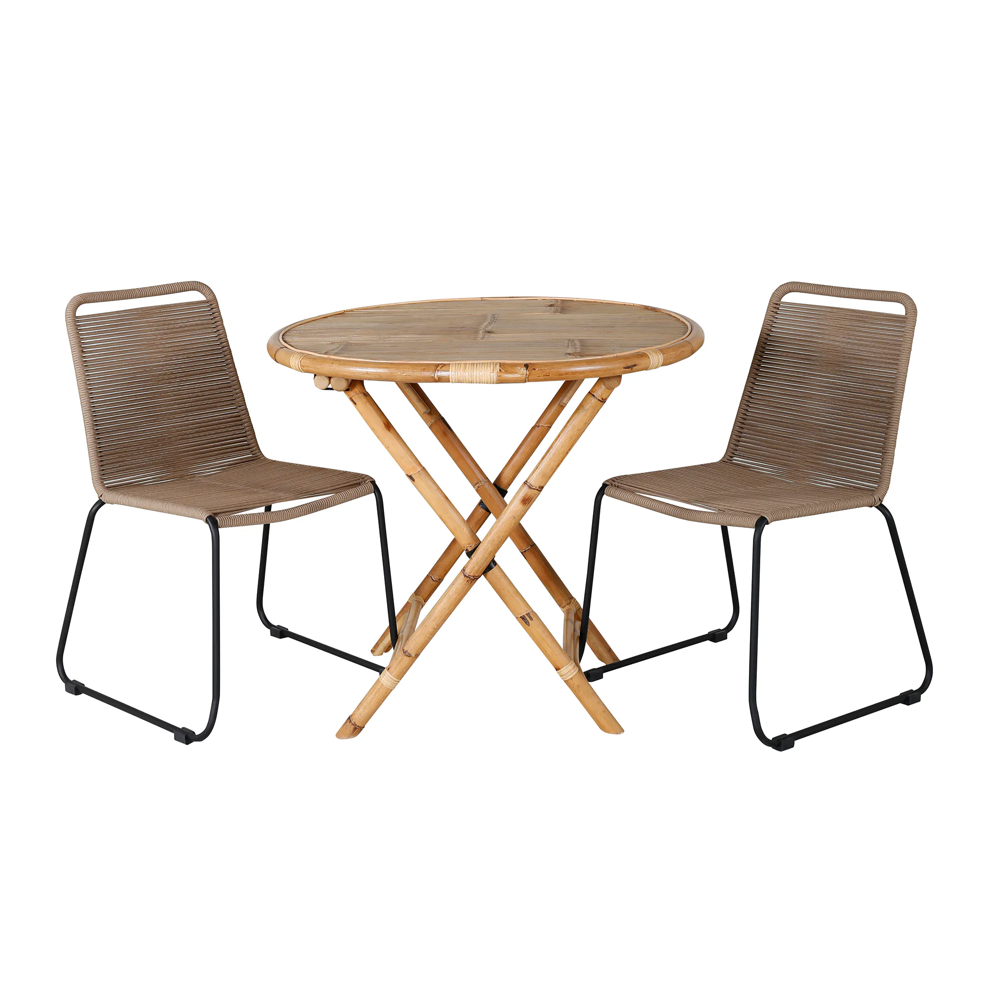 Cafégrupp Venture Home Cane med 2 Lindos Trädgårdsstolar Utomhus Latte