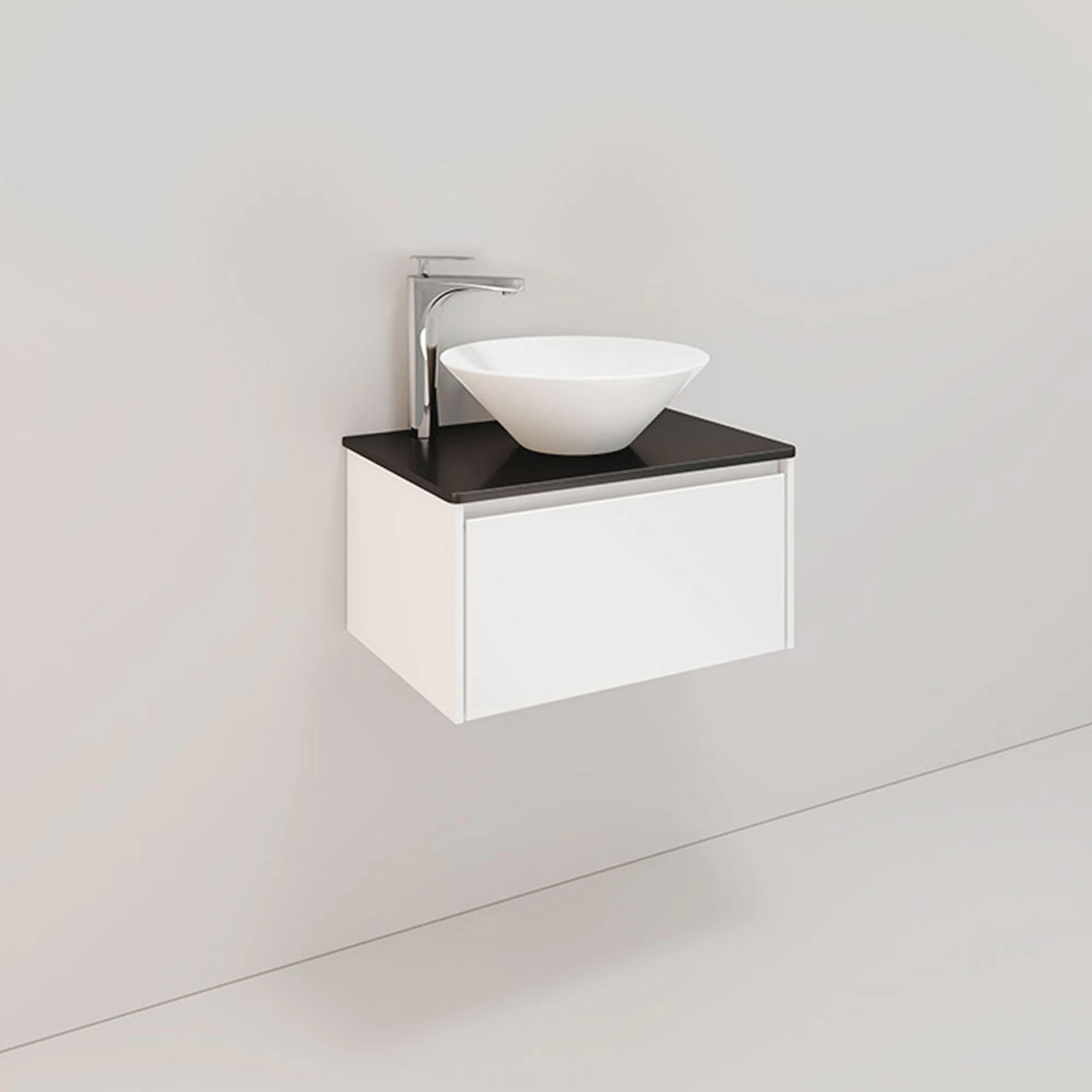 Tvättställsskåp Noro Lifestyle Concept 600 Vit, 1 låda, Loop BxH: 60x34,5 cm, 1 låda, Centrerat Tvättställ