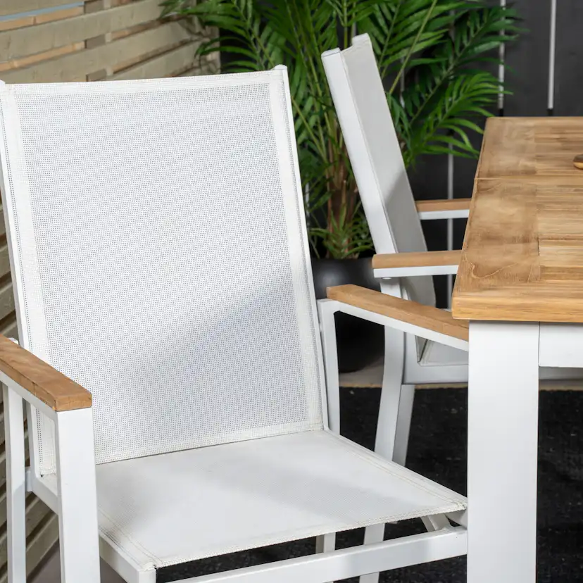Panama Dining Table 152/210*90 - White Alu / Teak+Texas Arm Blanka Ben