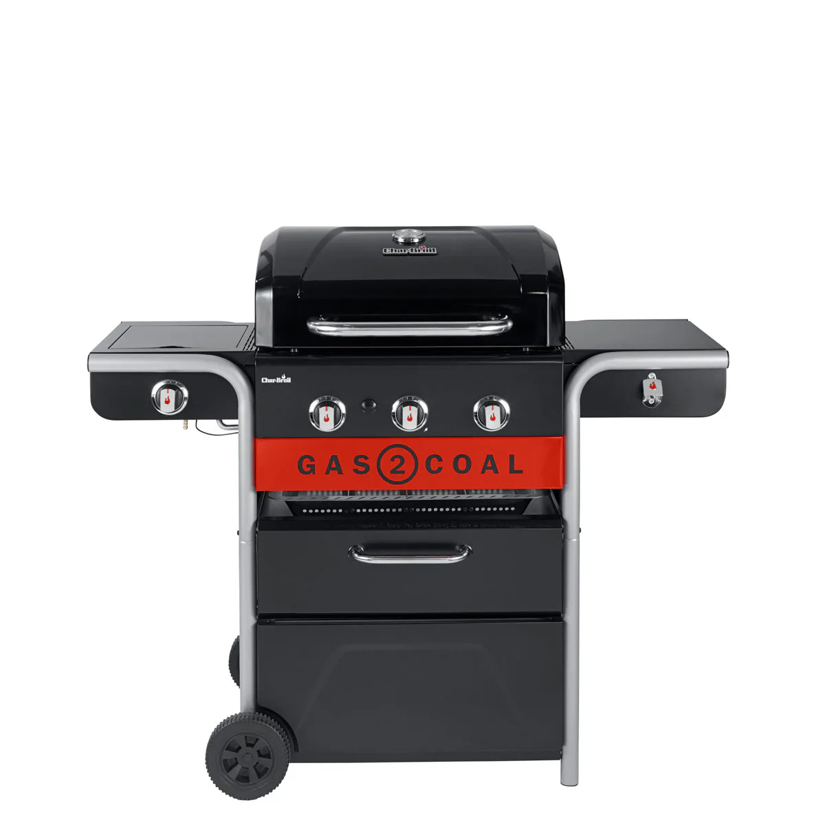 Hybridgrill Char-Broil Gas2Coal 2.0 330 Gasol- och Kolgrill med Sidobrännare & Gjutjärnsgaller