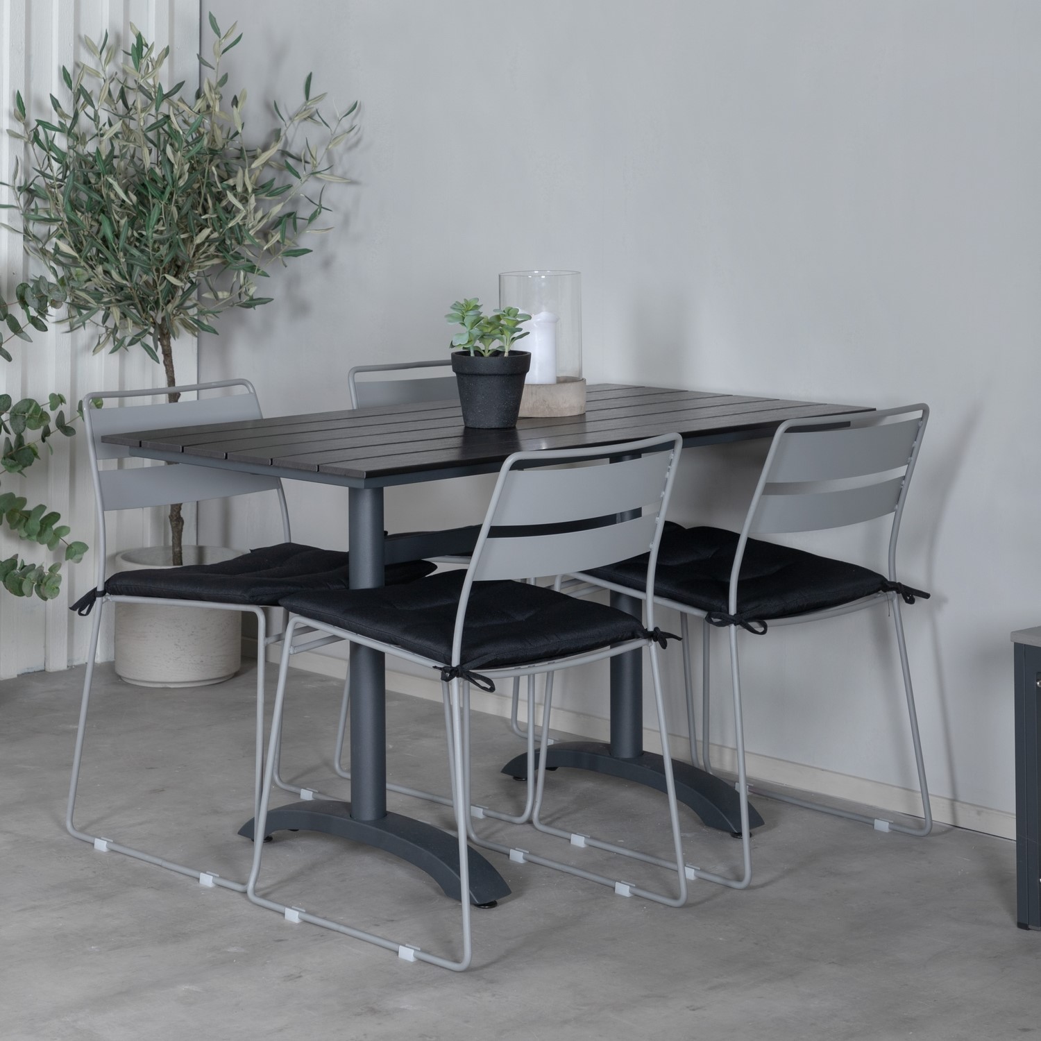 Denver 70*120 Black/Black+Lina Dining Chair - Grey_4 Grå