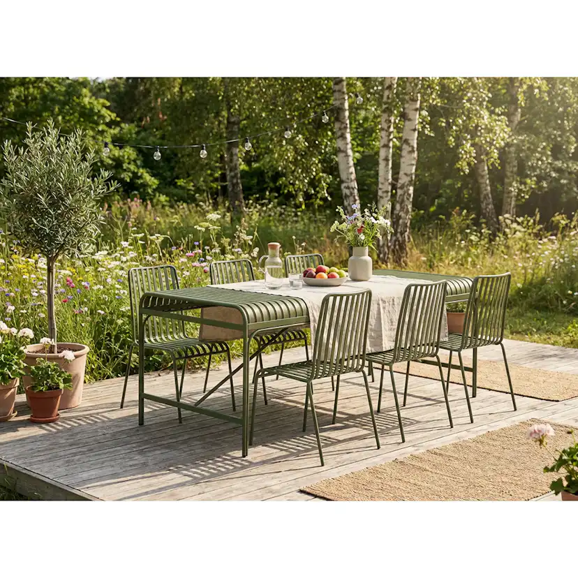 Trädgårdsgrupp Comfort Garden Jarva utomhus matgrupp 200 cm med 6 Jarva matstolar