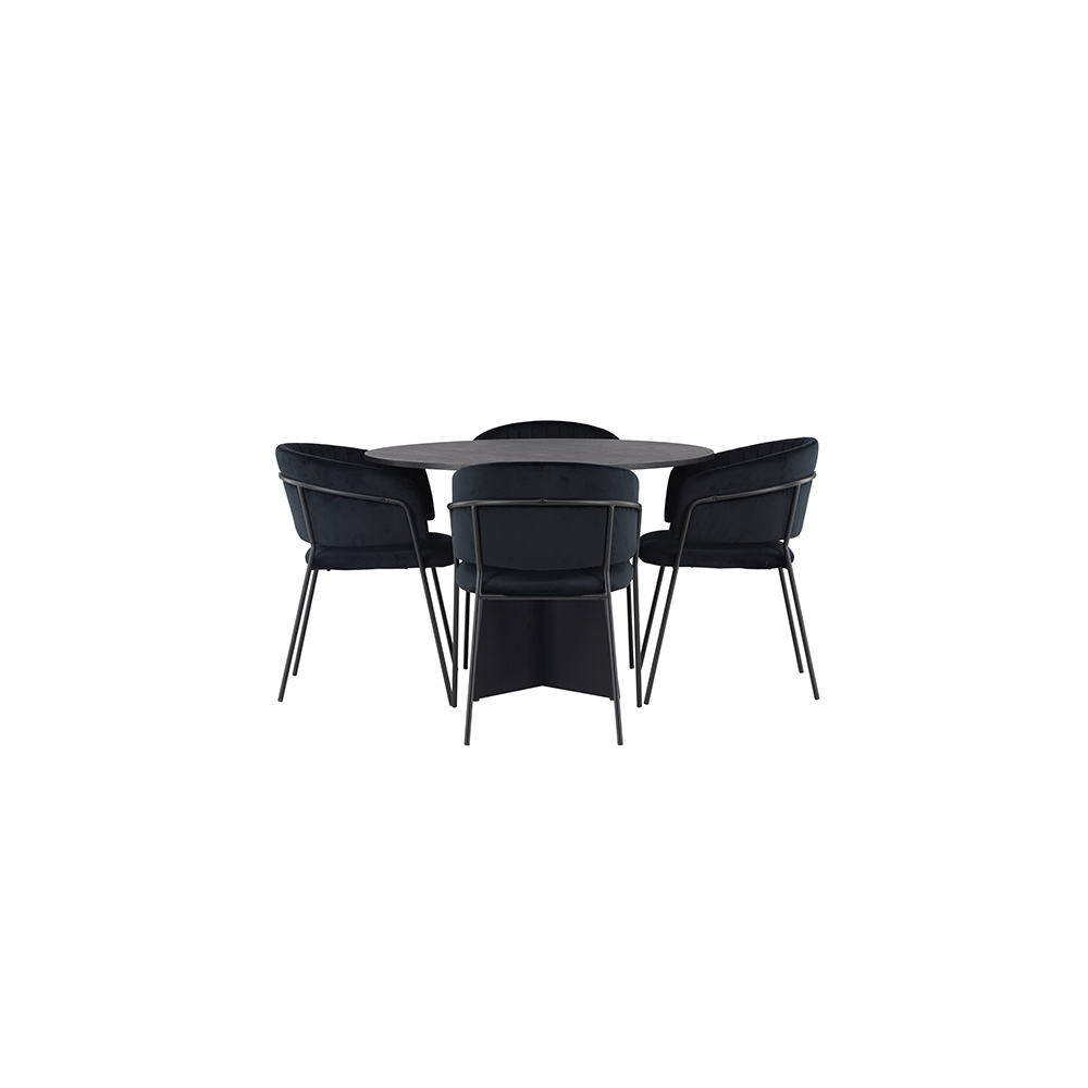 Matgrupp Venture Home Bootcut Ø110 cm med 4 st Selma stolar