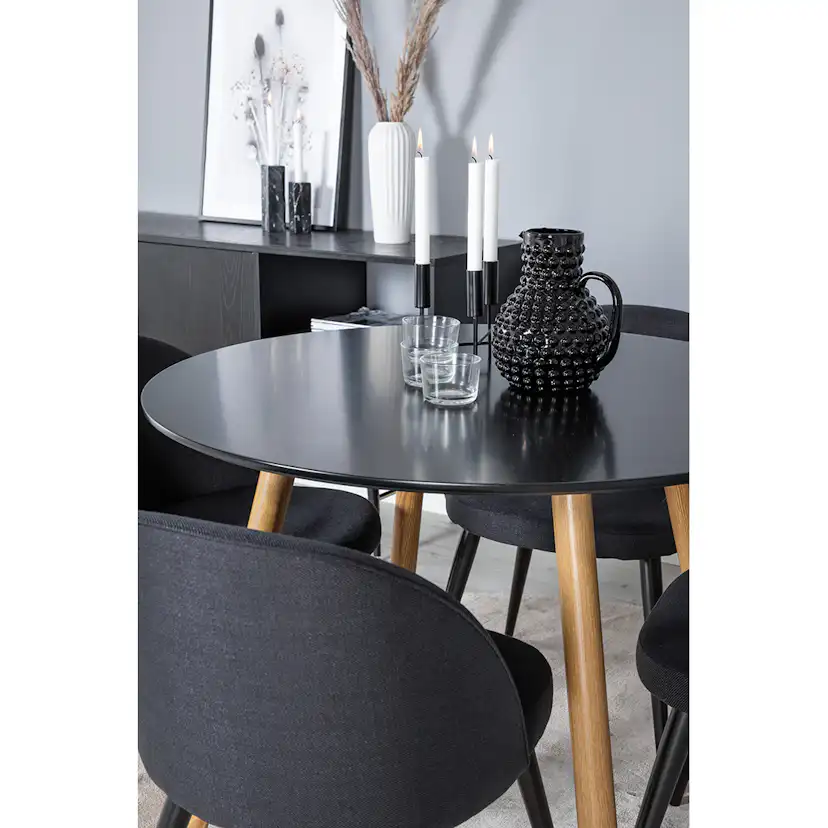 Matgrupp Venture Home Plaza Ø100 cmmed 4st Velvet Matstolar