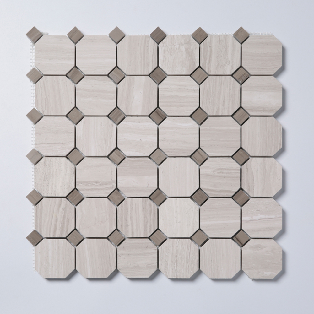 Natursten ArtStone Woodlight Gravin Octagon Polerad 5x5 cm
