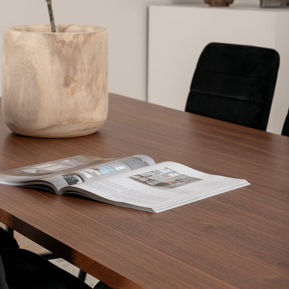 Uno Dining Table  - Black / Walnut Veneer+Windu Lyx Chair - Sammet/Svart