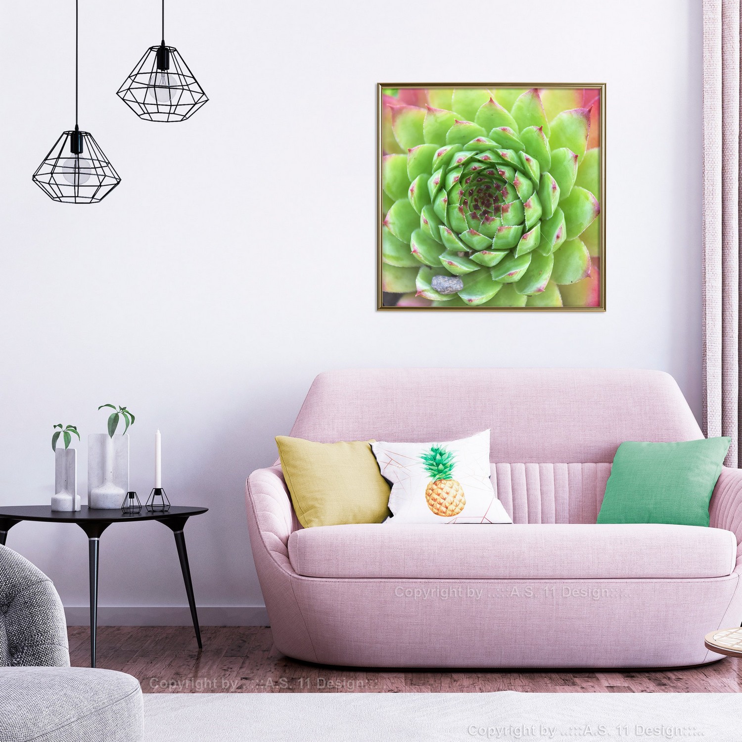 Affisch - Succulent (Square) [Poster] 30x30 Guld ram, 30x30 cm