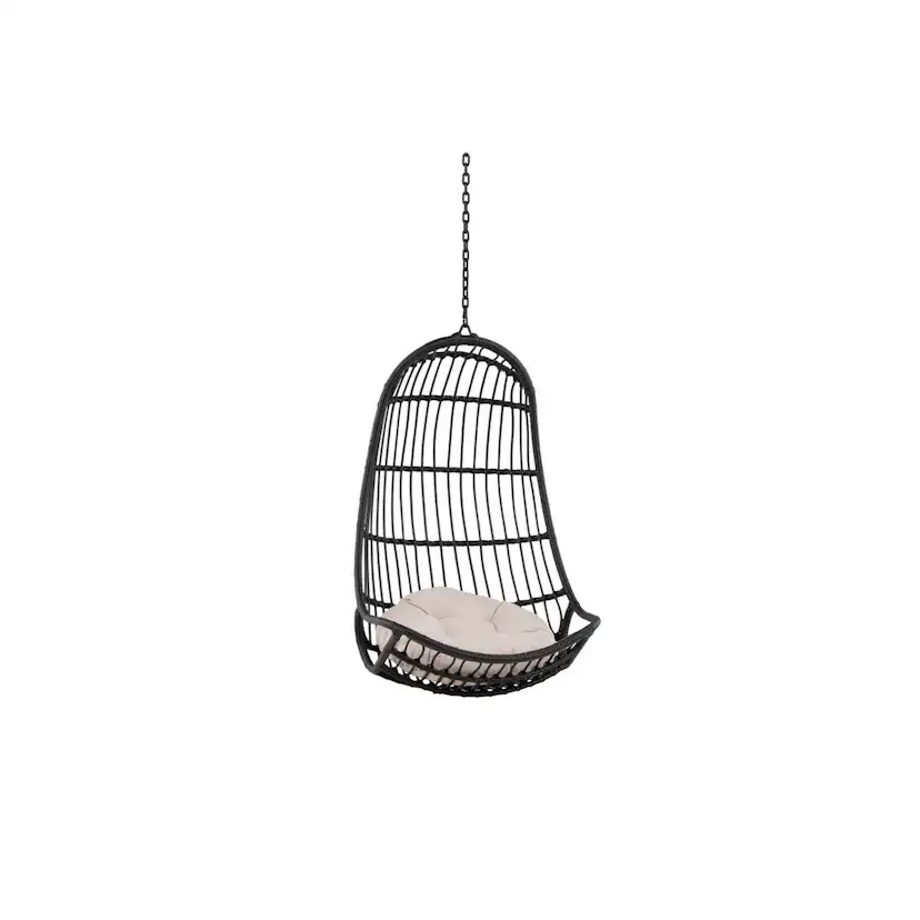 Pulau Hangingchair Rattan Black / Creme Svart