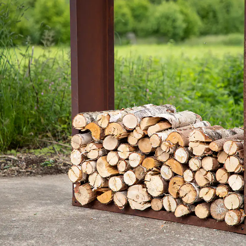 Mombasa Firewood Storage Steel - Rusty Orange Rostig