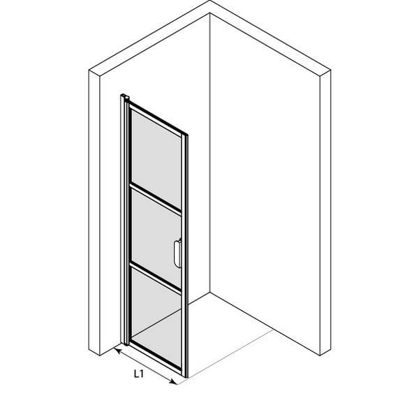 Bläk 735 Tokyo Vändbar duschvägg 395x1950 mm, Klarglas, Svarta Profiler