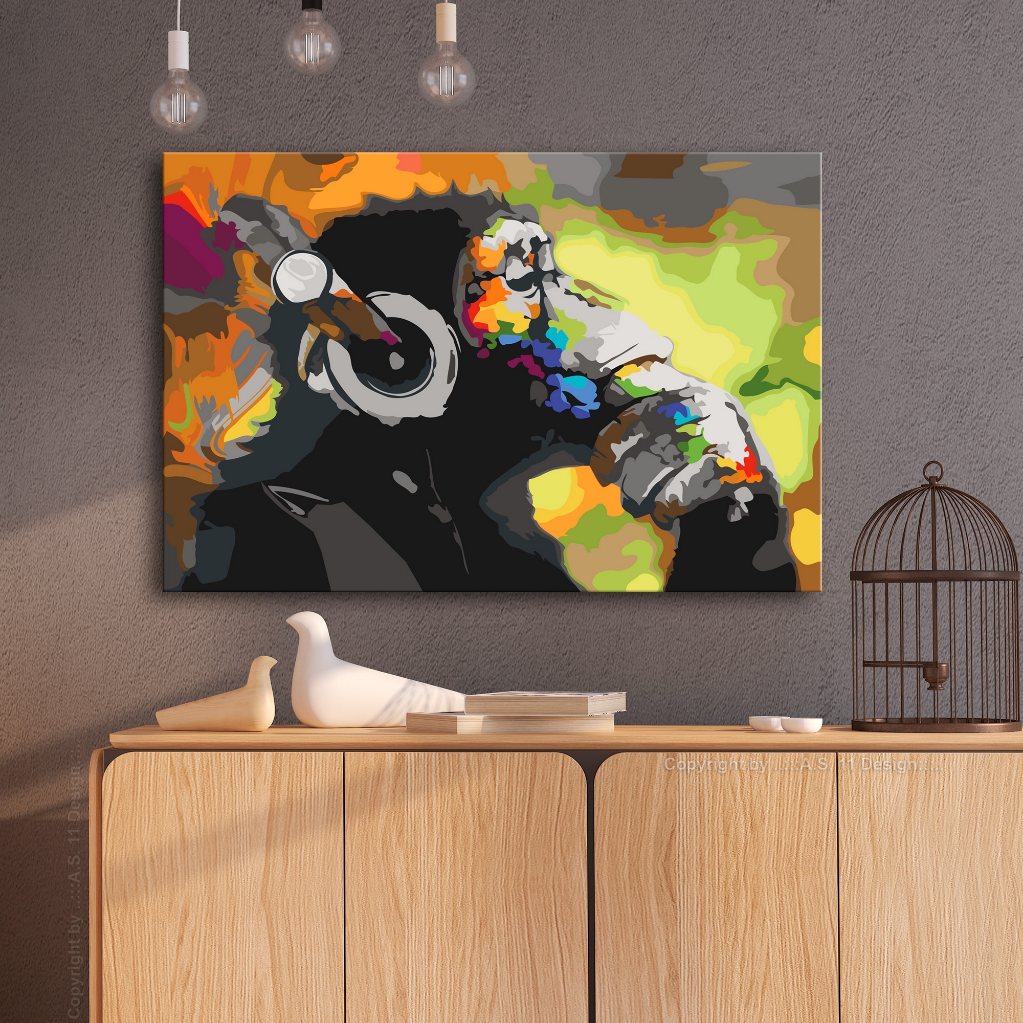 Gör-det-själv Målningar Arkiio Monkey In Headphones (Multi Colour)