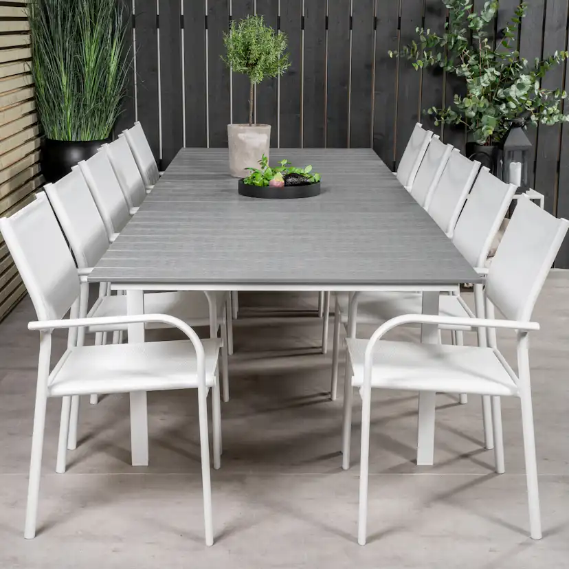 Levels Dining Table 224/324*100 - White Alu / Grey Aintwood Vit/Grå