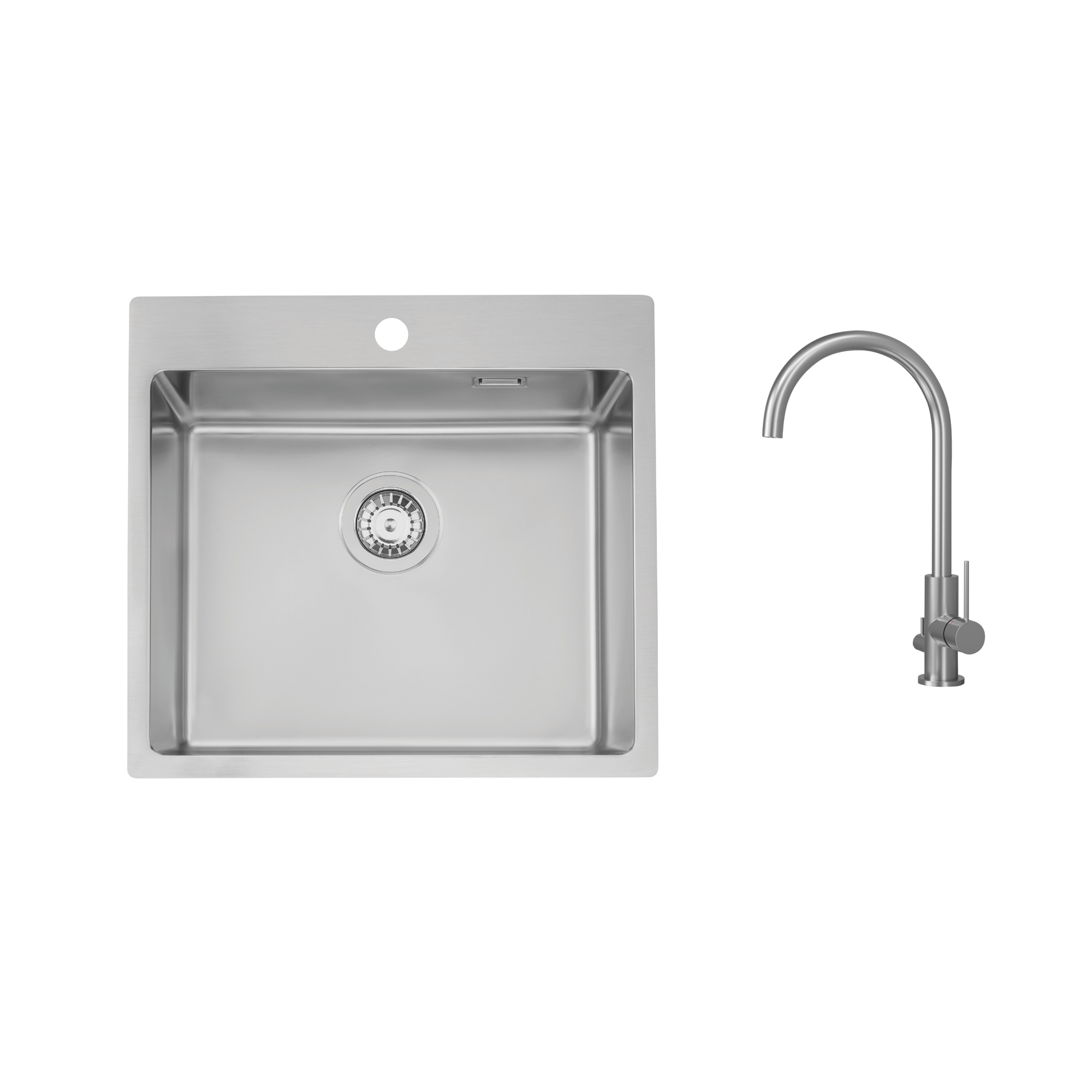 Diskho Stala Lagom-T50 med Köksblandare Scandtap Steel Equip D