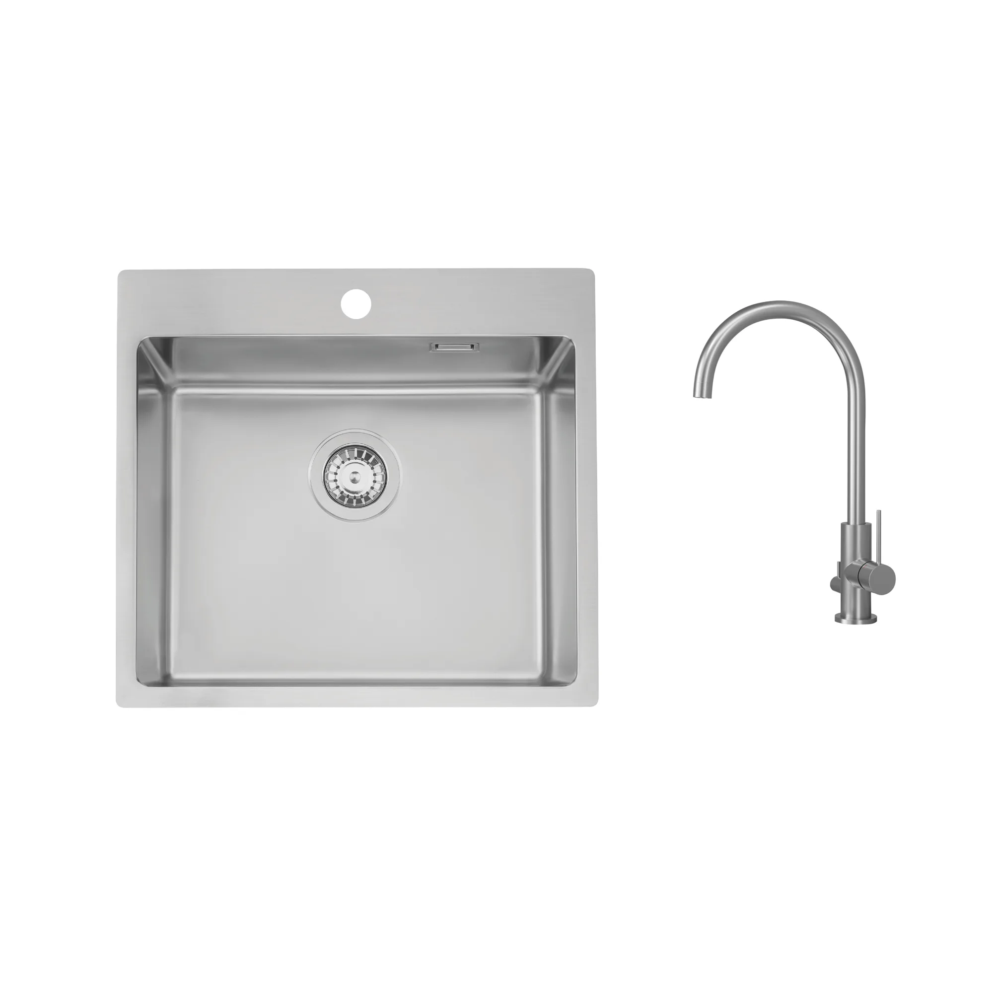 Diskho Stala Lagom-T50 med Köksblandare Scandtap Steel Equip D