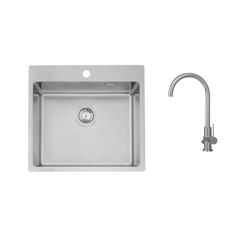 Diskho Stala Lagom-T50 med Köksblandare Scandtap Steel Equip D