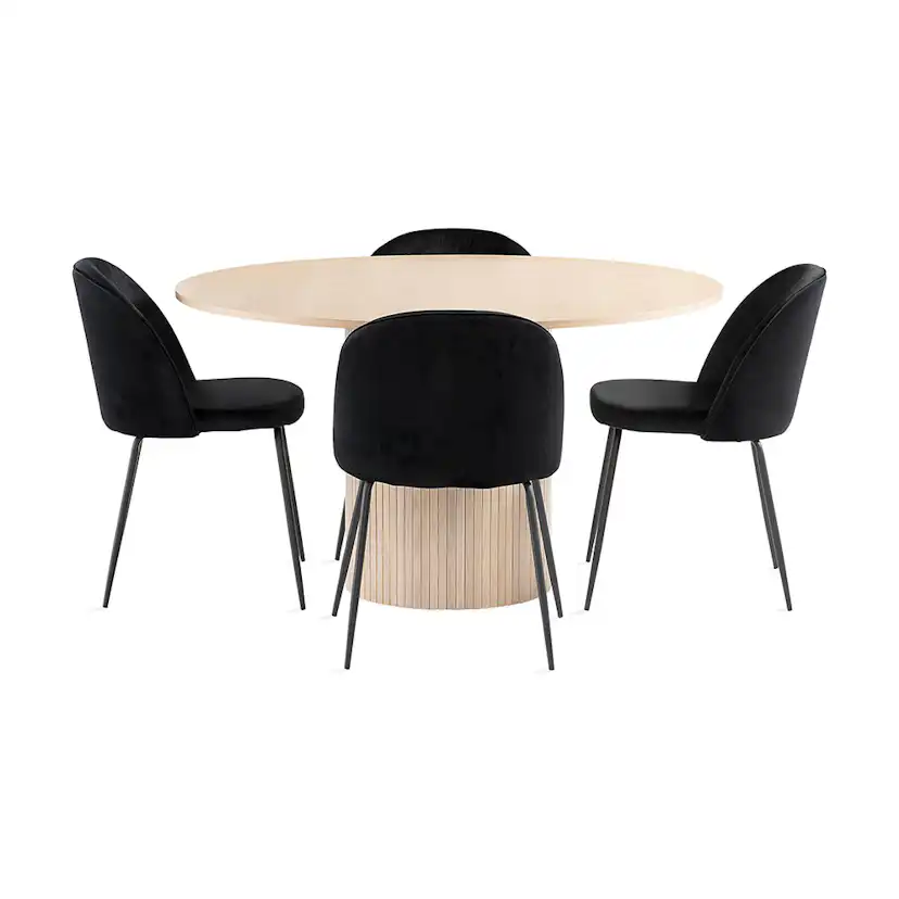 Kopparbo Matgrupp 130 cm Rund inkl 4 Felipe Stolar Svart/Natur