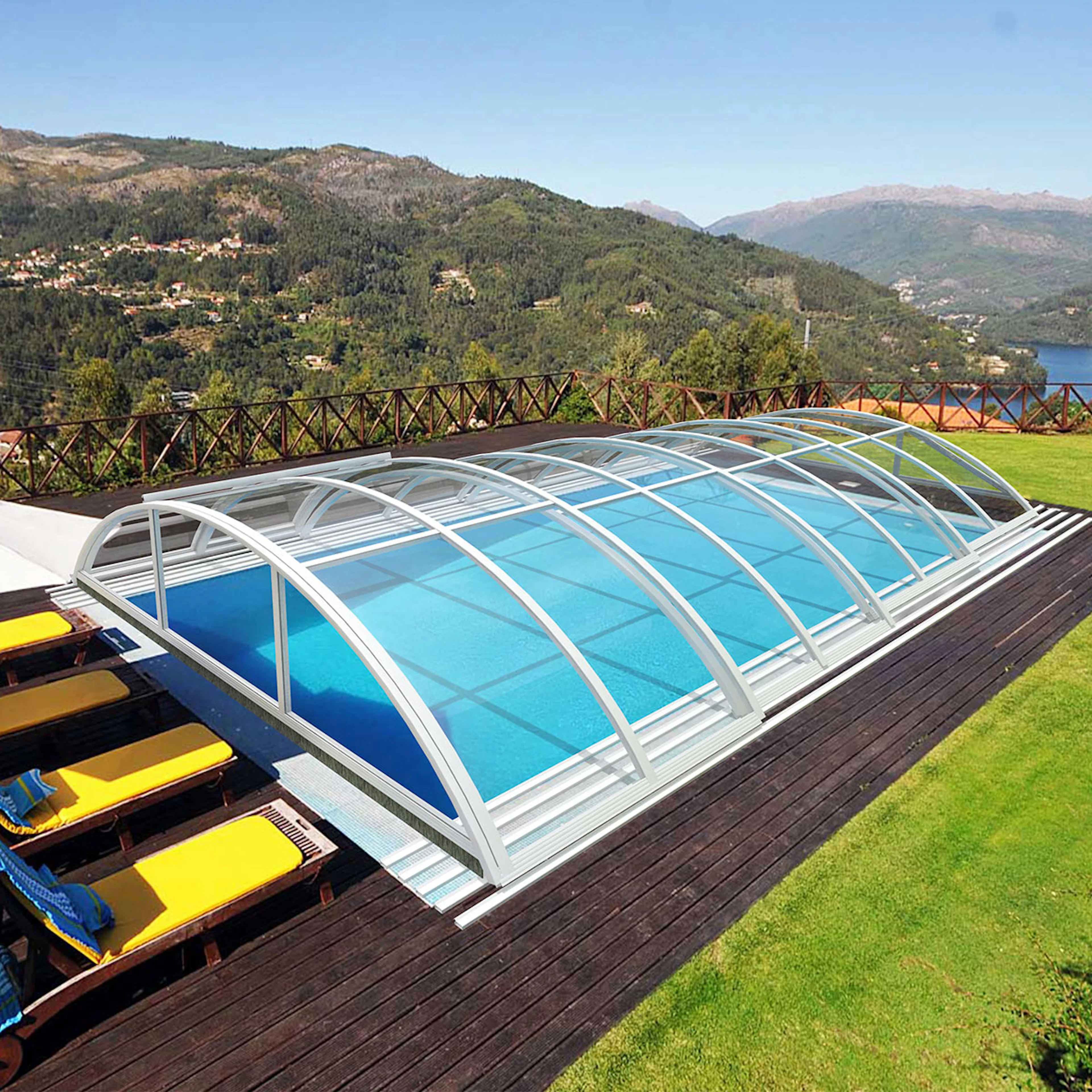 Pooltak 5x10m, 4 mm klar kanalplast, Alu Färg Silver