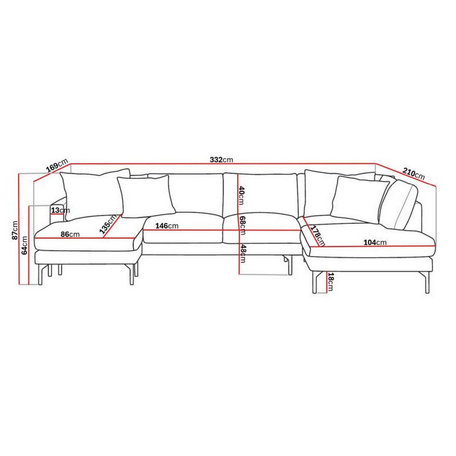 U-Soffa Scandinavian Choice Menard Soffa med Divan och Schäslong