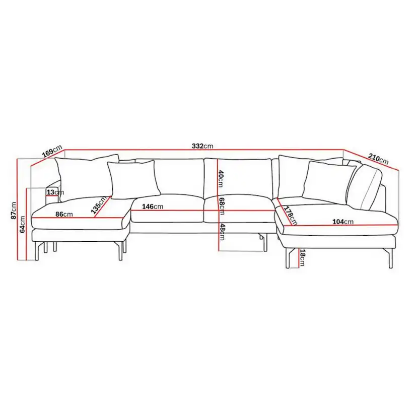 U-Soffa Scandinavian Choice Menard Soffa med Divan och Schäslong