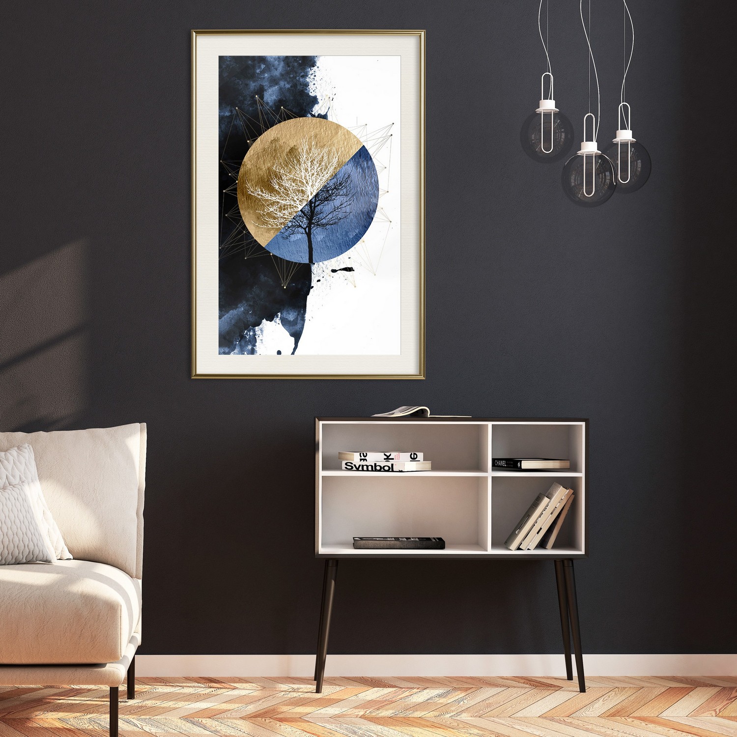 Affisch - Day and Night [Poster] 40x60 Guld ram med passepartout, 40x60 cm